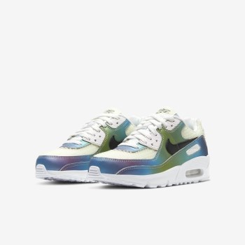 Nike Air Max 90 - Nagyobb Gyerek Air Max Trainers - Fehér/Színes/Fehér/Fekete